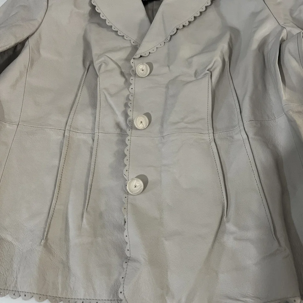 NEW IVORY‎ WHITE LAMB LEATHER JACKET WOMEN WOMAN SIZE XL Terry Lewis